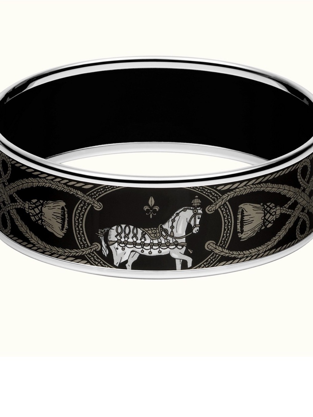 Hermes Black and Silver Large 70 Apparat Equestrian Cuff Bracelet - Picture 5 of 5